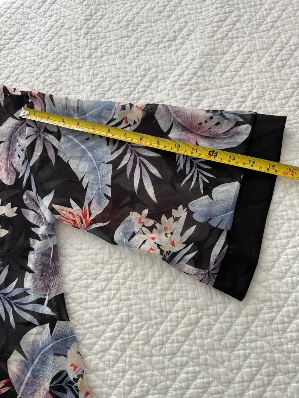 Thailand Sheer Tropical Floral Kimono Black Blue & Red Accents size S/M Coverup
